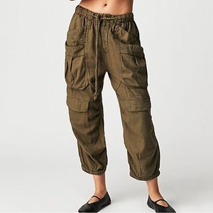 Free People Rock and Crop It Linen Cargo Pants